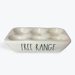 RAE DUNN FREE RANGE White Ceramic Egg Holder